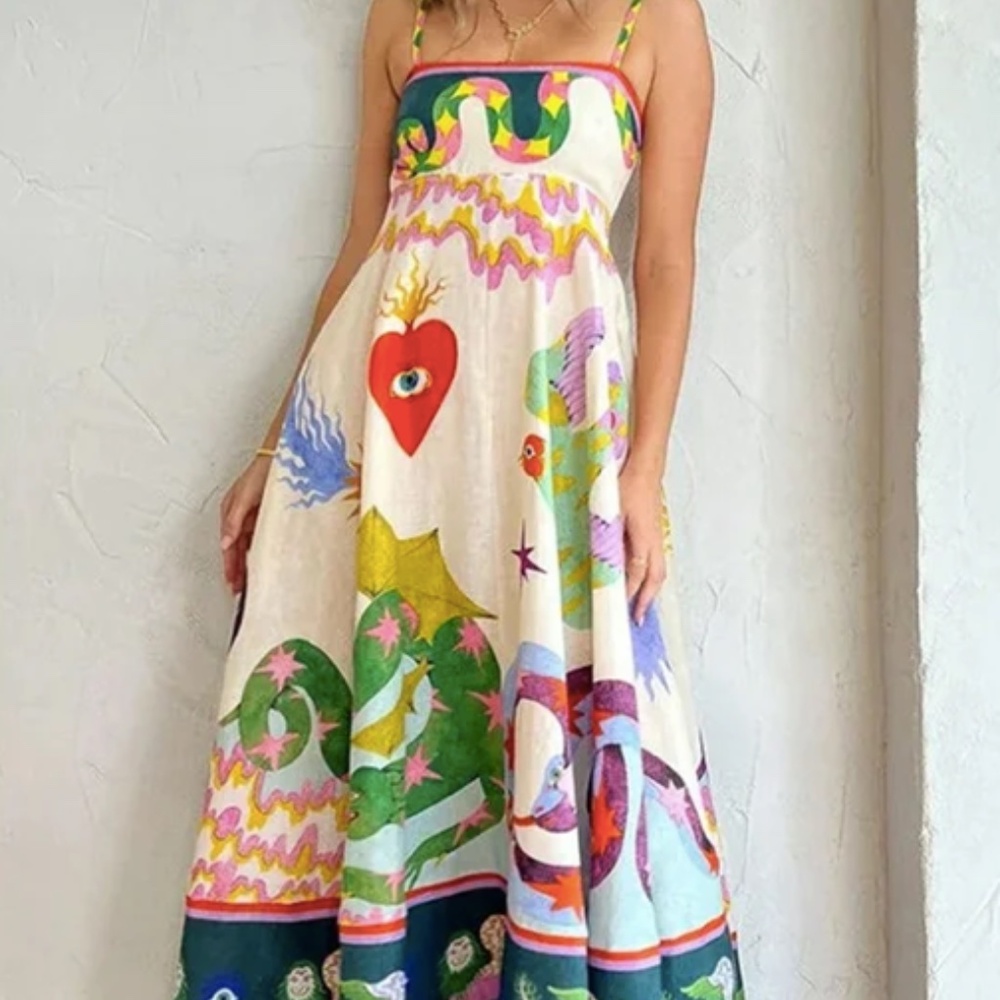 viral - graffiti print maxi dress